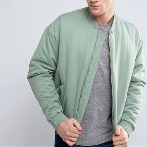 ASOS Padded Bomber Jacket in Mint Green